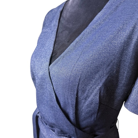 Boden | Deep Blue Short Sleeve Knit Midi Wrap Dress | Sz 8 - Picture 3 of 8